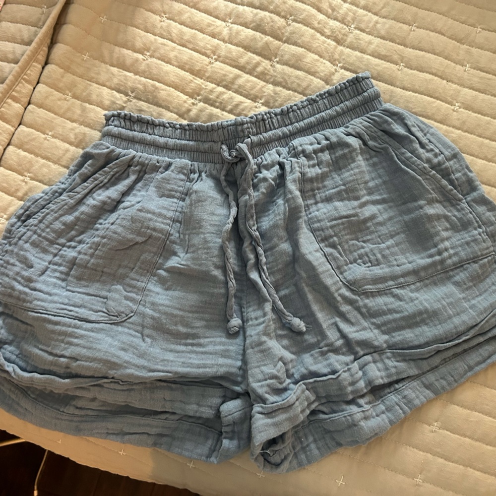 Aeropostale Slate Blue Smocked Shorts